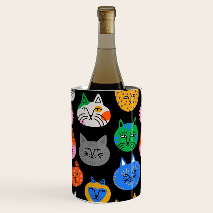Funny colorful cat cartoon pattern Wine Chiller Gallery Image 3