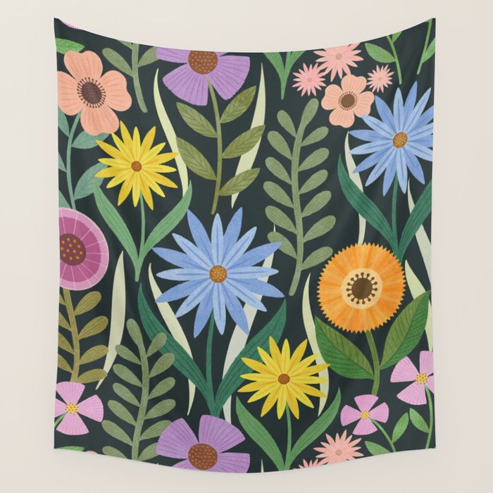 Wildflower Garden - Dark Wall Tapestry Gallery Image 4