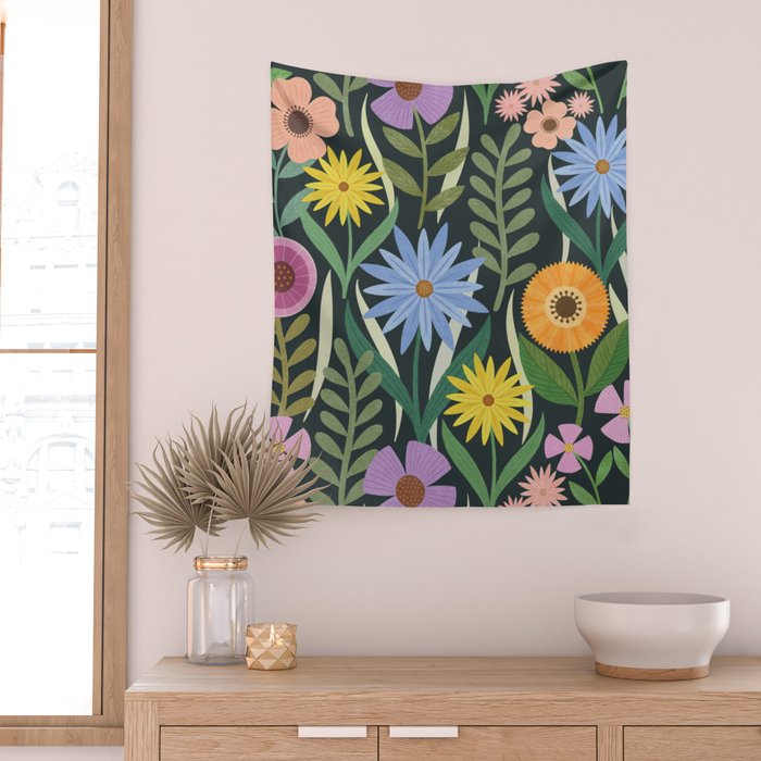 Wildflower Garden - Dark Wall Tapestry Gallery Image 2