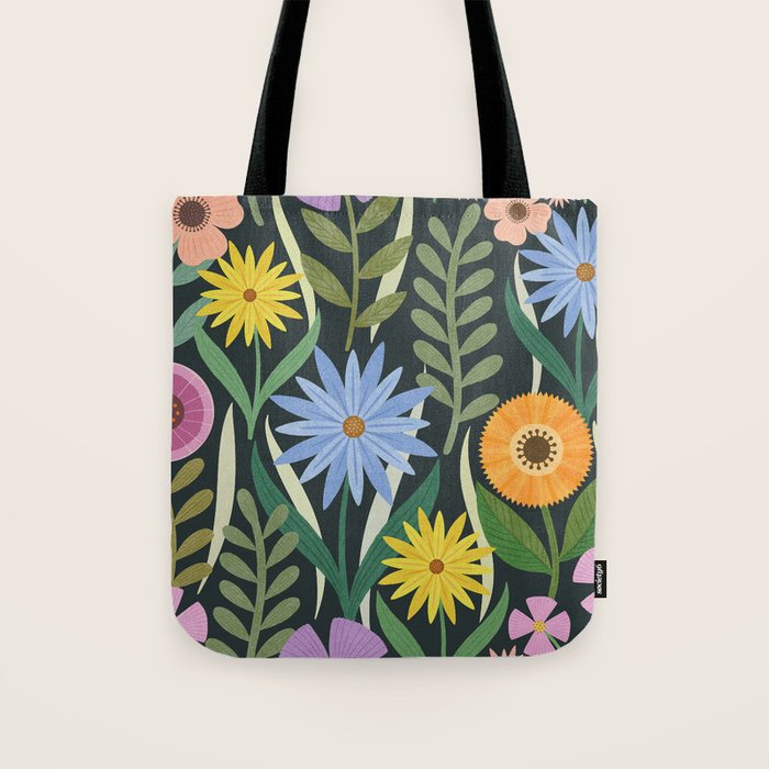 Wildflower Garden - Dark Tote Bag Gallery Image 1