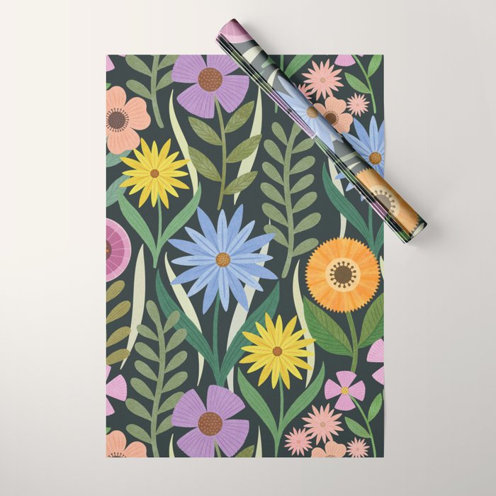 Wildflower Garden - Dark Wrapping Paper Gallery Image 1