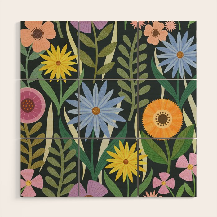 Wildflower Garden - Dark Wood Wall Art Gallery Image 1