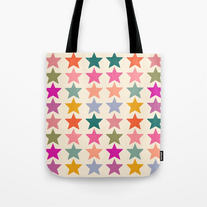 Retro Colorful Stars Tote Bag Gallery Image 1