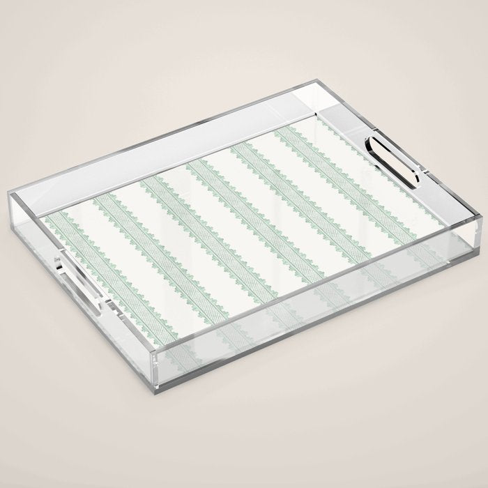 Clarabelle Stripe I Emerald Acrylic Tray Gallery Image 1