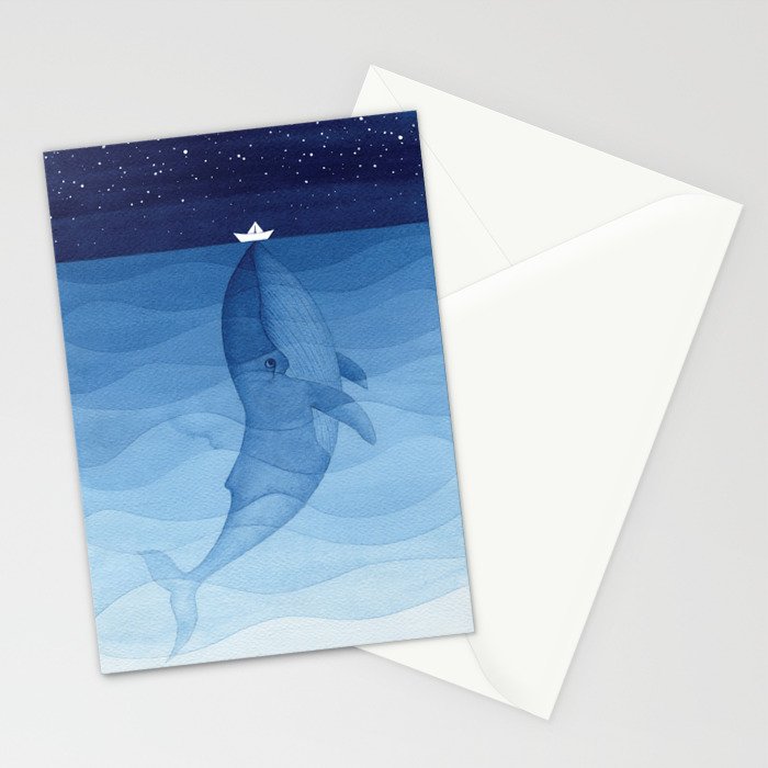 Whale blue ocean Stationery Card Gallery Image 2