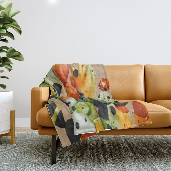 Abstract Modern Cactus 1 Throw Blanket Gallery Image 1