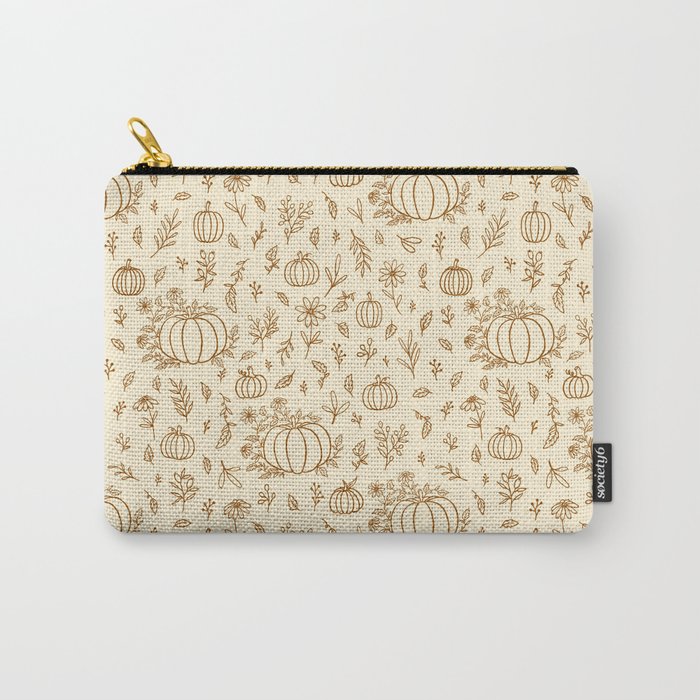 Floral Ink Pumpkin Pattern Carry All Pouch Gallery Image 1