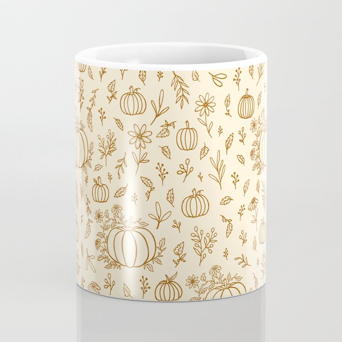 Floral Ink Pumpkin Pattern Coffee Mug Gallery Image 4