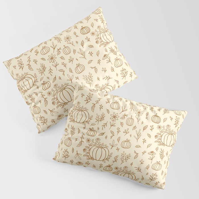 Floral Ink Pumpkin Pattern Pillow Sham Gallery Image 1