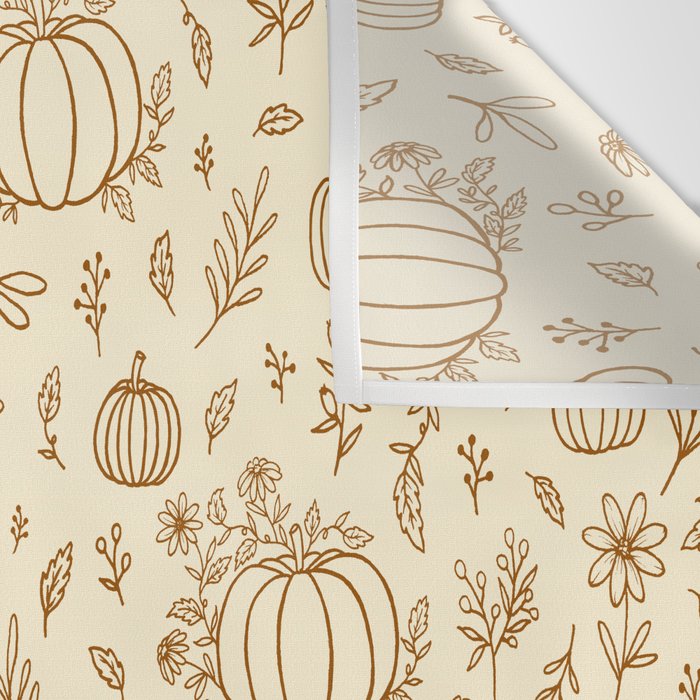 Floral Ink Pumpkin Pattern Wall Tapestry Gallery Image 3