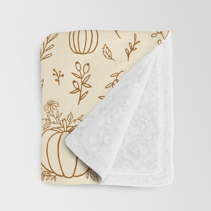 Floral Ink Pumpkin Pattern Throw Blanket Gallery Image 3