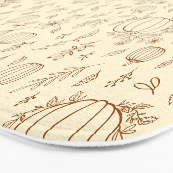 Floral Ink Pumpkin Pattern Bath Mat Gallery Image 3