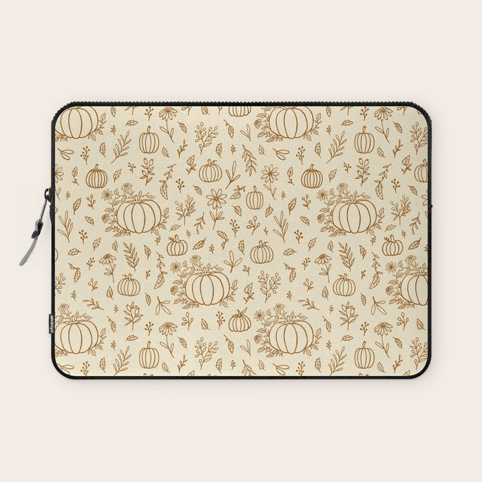 Floral Ink Pumpkin Pattern Laptop Sleeve Gallery Image 1