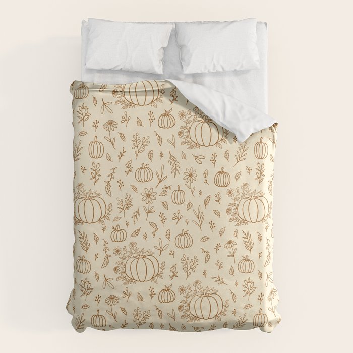 Floral Ink Pumpkin Pattern Duvet Cover Gallery Image 6