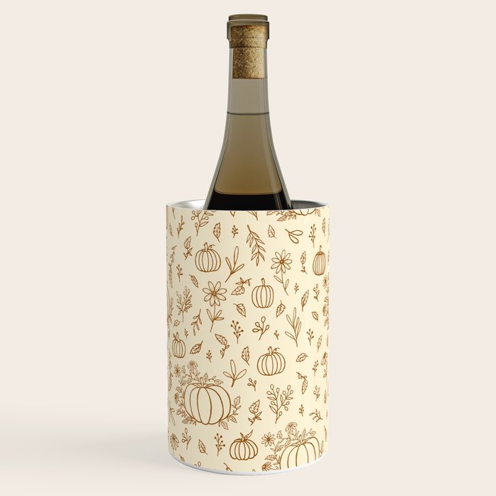 Floral Ink Pumpkin Pattern Wine Chiller Gallery Image 1