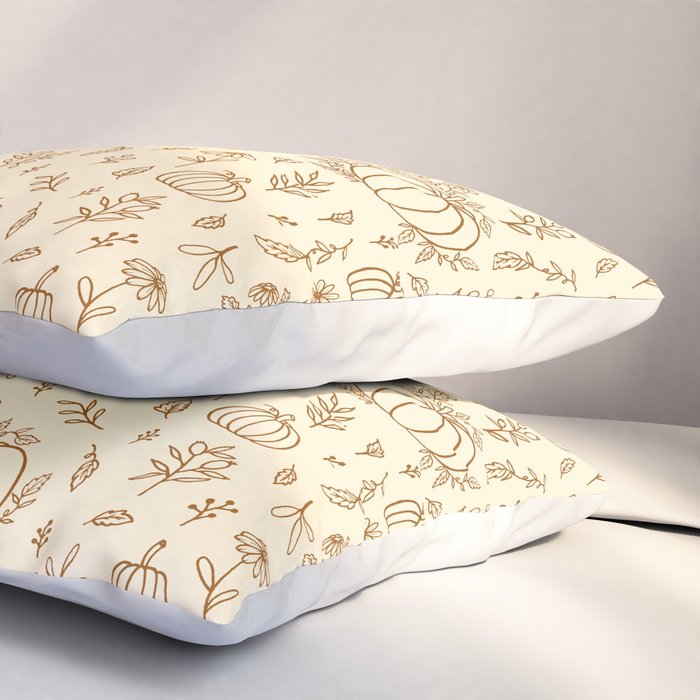 Floral Ink Pumpkin Pattern Pillow Sham Gallery Image 3