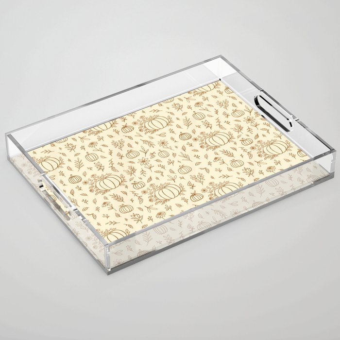Floral Ink Pumpkin Pattern Acrylic Tray Gallery Image 1