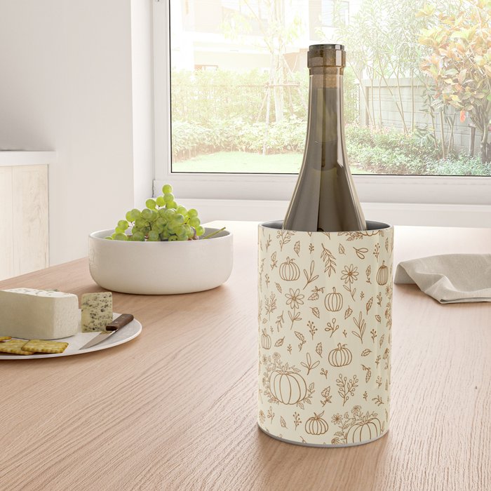Floral Ink Pumpkin Pattern Wine Chiller Gallery Image 4