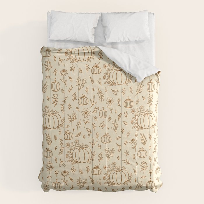 Floral Ink Pumpkin Pattern Comforter Gallery Image 6