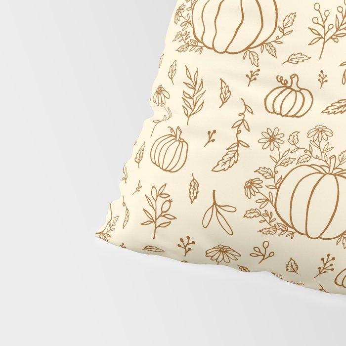 Floral Ink Pumpkin Pattern Pillow Sham Gallery Image 4