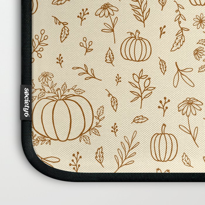 Floral Ink Pumpkin Pattern Laptop Sleeve Gallery Image 3