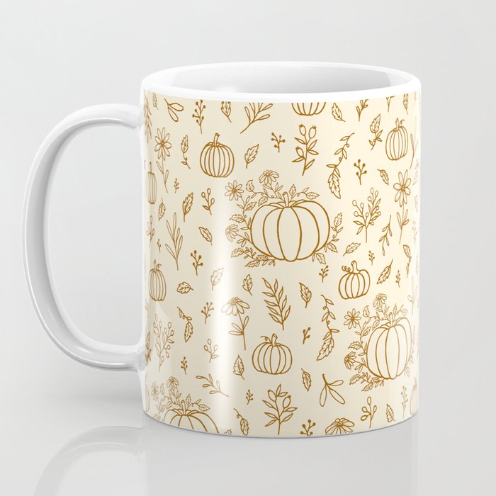Floral Ink Pumpkin Pattern Coffee Mug Gallery Image 3