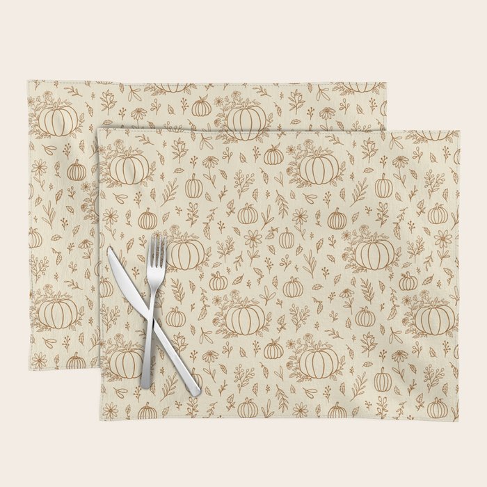 Floral Ink Pumpkin Pattern Placemat Gallery Image 1