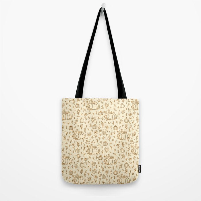 Floral Ink Pumpkin Pattern Tote Bag Gallery Image 2