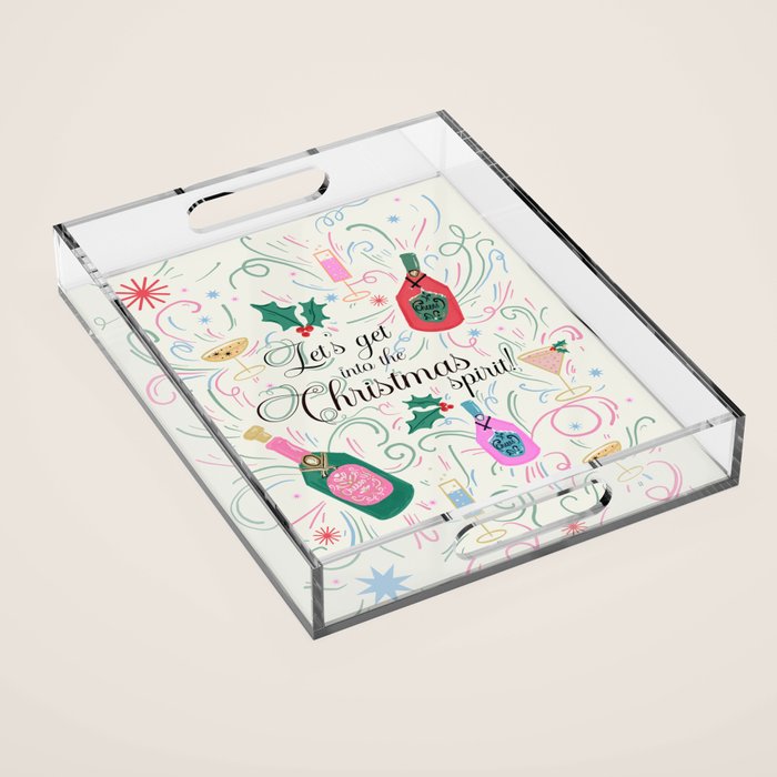 Festive holiday drinks illustration Acrylic Tray Gallery Image 1