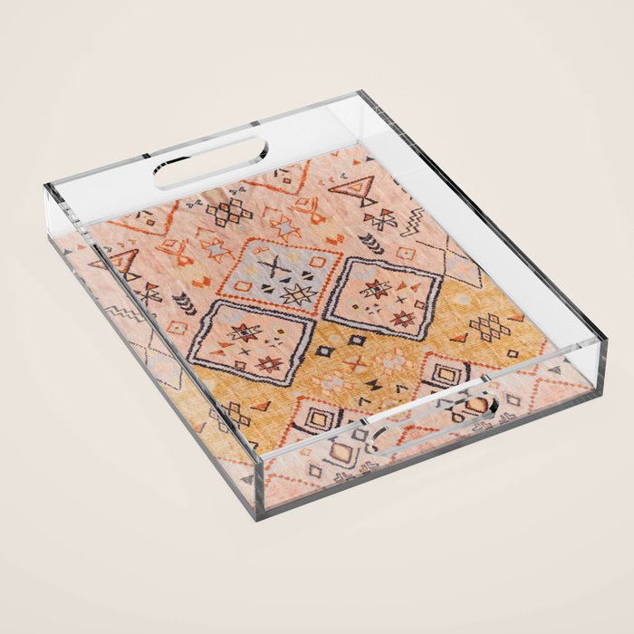 N218 - Mustard Yellow Oriental Heritage Boho Traditional Moroccan Desert Style Acrylic Tray Gallery Image 1
