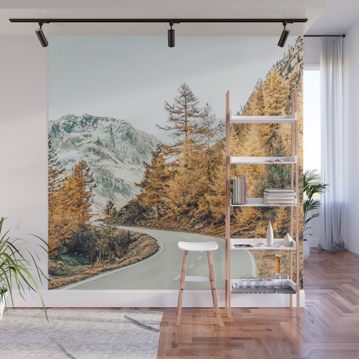Snow + Golden Pine Photography Landscape Wall Decor, Scenic Nature Wall Mural Gallery Image 1
