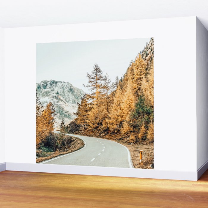 Snow + Golden Pine Photography Landscape Wall Decor, Scenic Nature Wall Mural Gallery Image 2