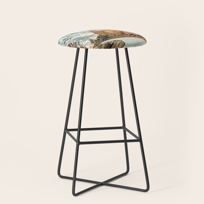 Snow + Golden Pine Photography Landscape Wall Decor, Scenic Nature Stool Gallery Image 1