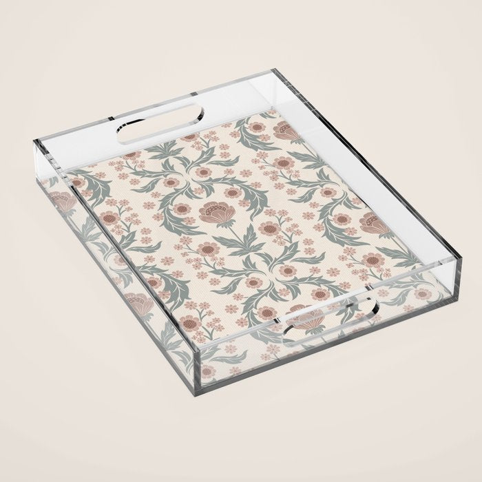 English Cottage Dusty Pink Posy Acrylic Tray Gallery Image 1
