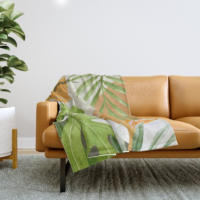 Abstract Art Tropical Leaves 20 Throw Blanket Gallery Image 1