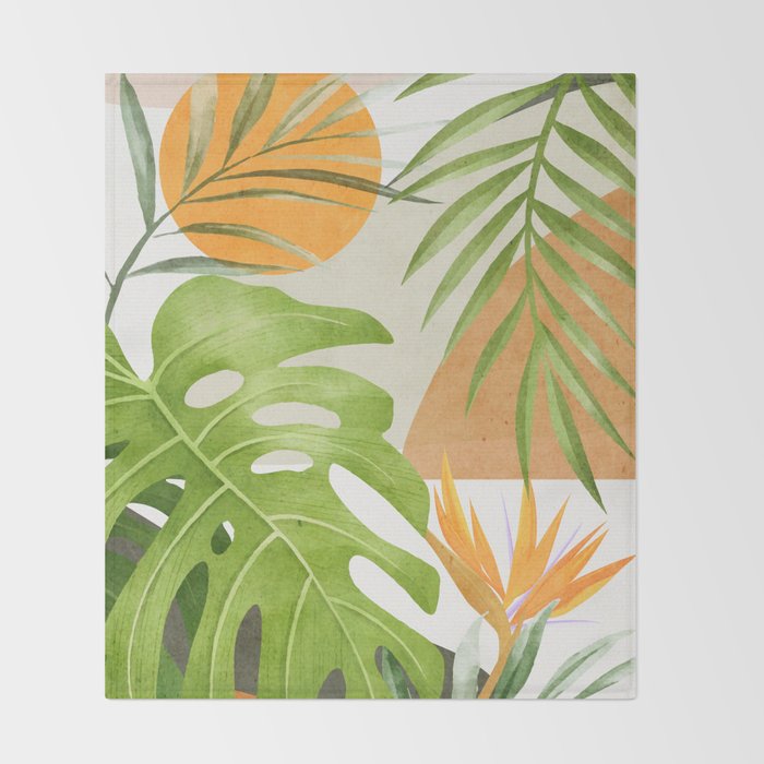 Abstract Art Tropical Leaves 20 Throw Blanket Gallery Image 2