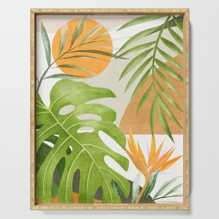 Abstract Art Tropical Leaves 20 Serving Tray Gallery Image 1