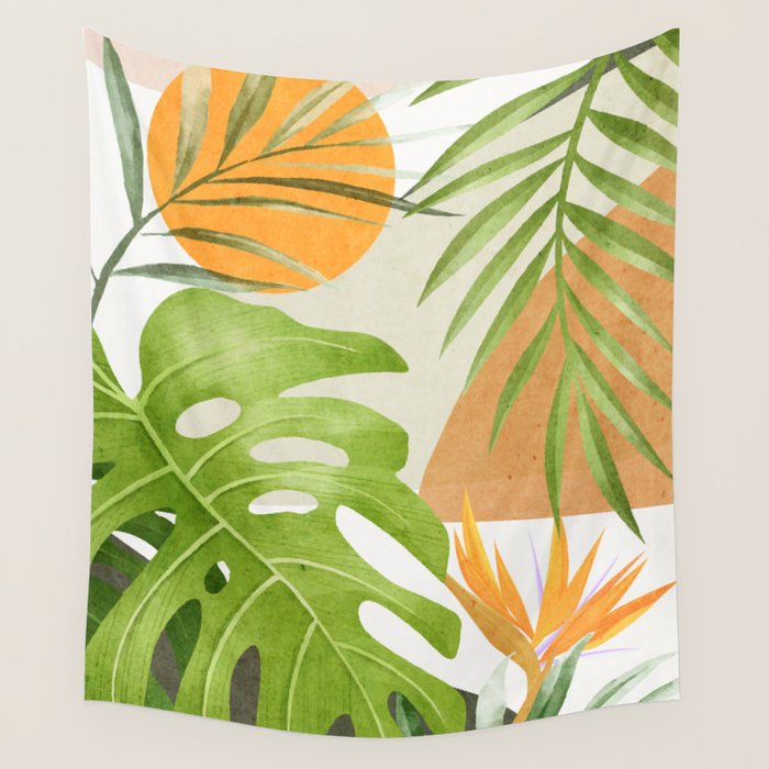 Abstract Art Tropical Leaves 20 Wall Tapestry Gallery Image 1