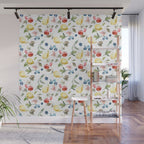 Lemon Berries and Cherries Watercolor Pattern Wall Mural Gallery Image 1