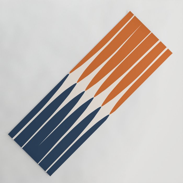 Abstract Shapes 106 Pattern in vintage Orange and Navy Blue  Yoga Mat Gallery Image 1