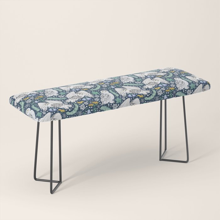 Snowy Owls on a Snowy Eve Bench Gallery Image 1