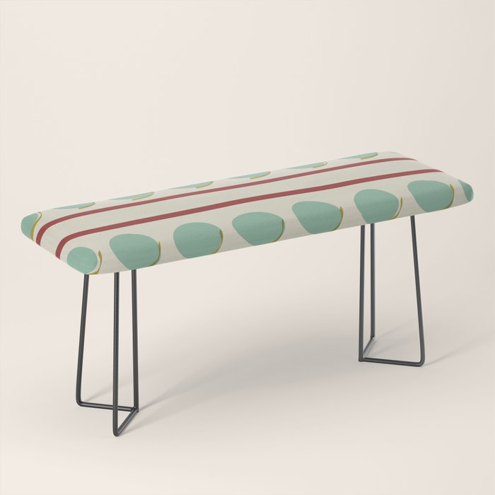 Rust and Light Teal Modern Circles and Lines Bench Gallery Image 1