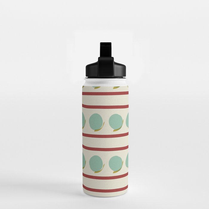Rust and Light Teal Modern Circles and Lines Water Bottle Gallery Image 2