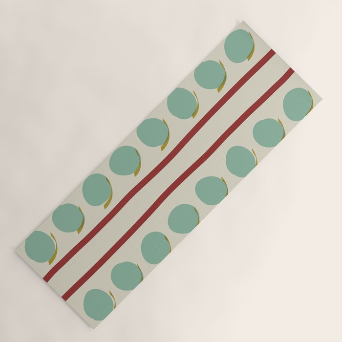 Rust and Light Teal Modern Circles and Lines Yoga Mat Gallery Image 1