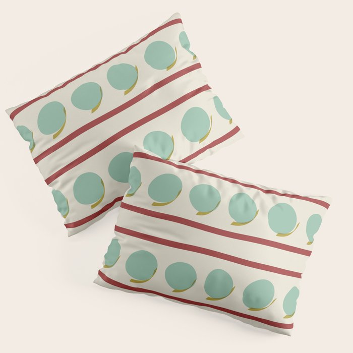 Rust and Light Teal Modern Circles and Lines Pillow Sham Gallery Image 1