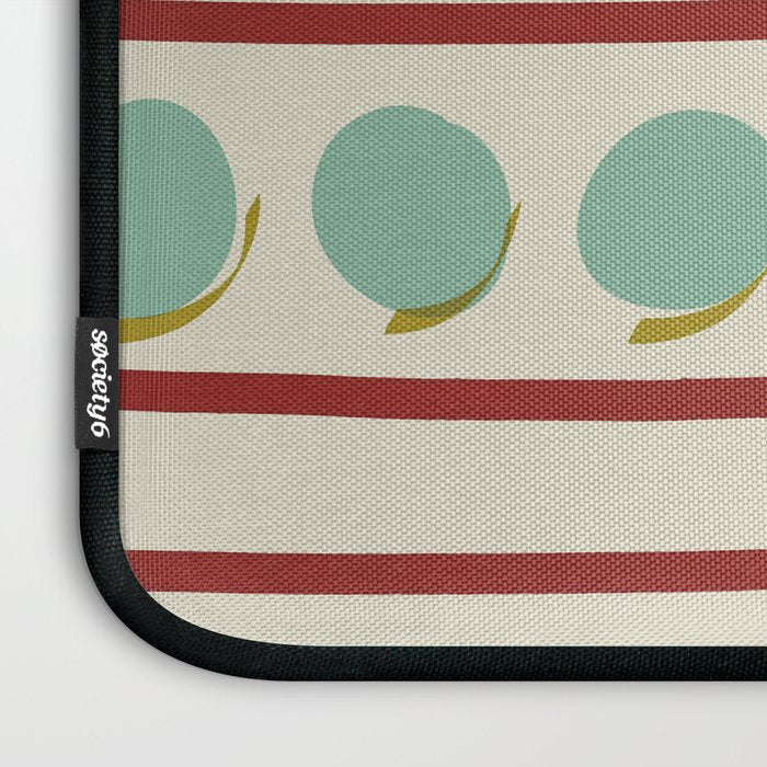 Rust and Light Teal Modern Circles and Lines Laptop Sleeve Gallery Image 3