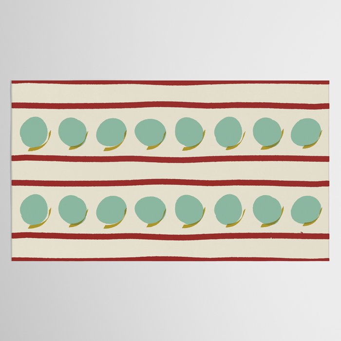 Rust and Light Teal Modern Circles and Lines Tablecloth Gallery Image 2
