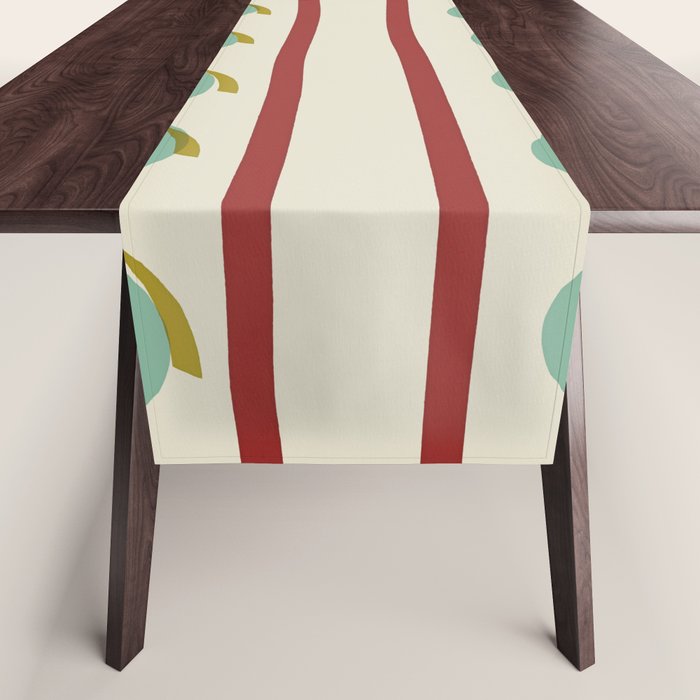 Rust and Light Teal Modern Circles and Lines Table Runner Gallery Image 1