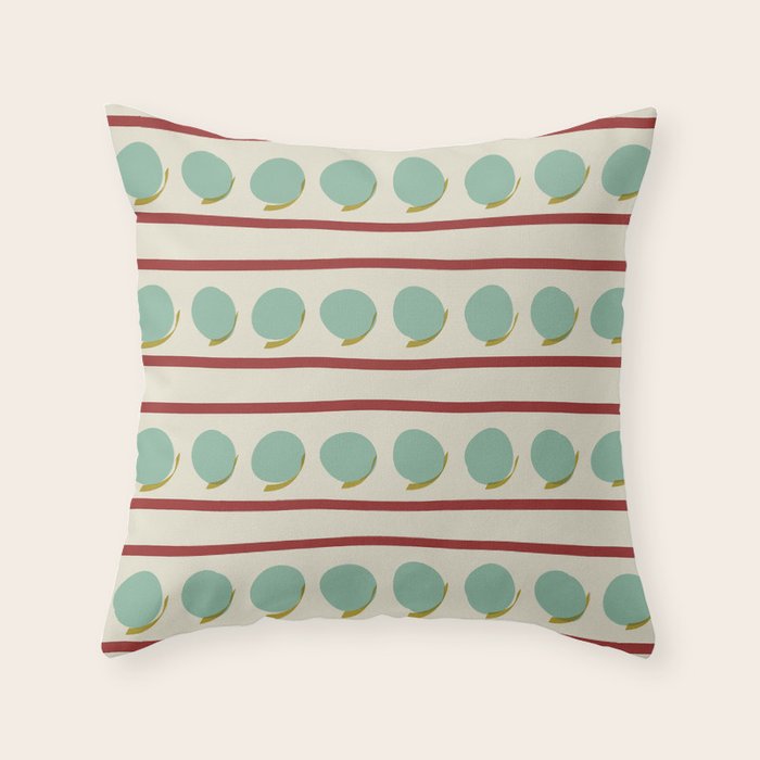 Rust and Light Teal Modern Circles and Lines Throw Pillow Gallery Image 6
