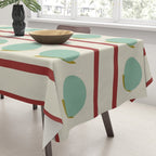 Rust and Light Teal Modern Circles and Lines Tablecloth Gallery Image 3
